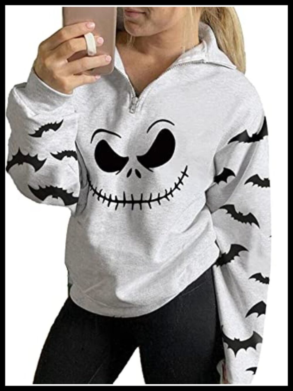 Womens Halloween Pumpkin Sweatshirt Cotton Polyester Long Sleeve Pullover